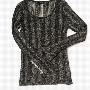 Harley Davidson Black and Silver Striped Top